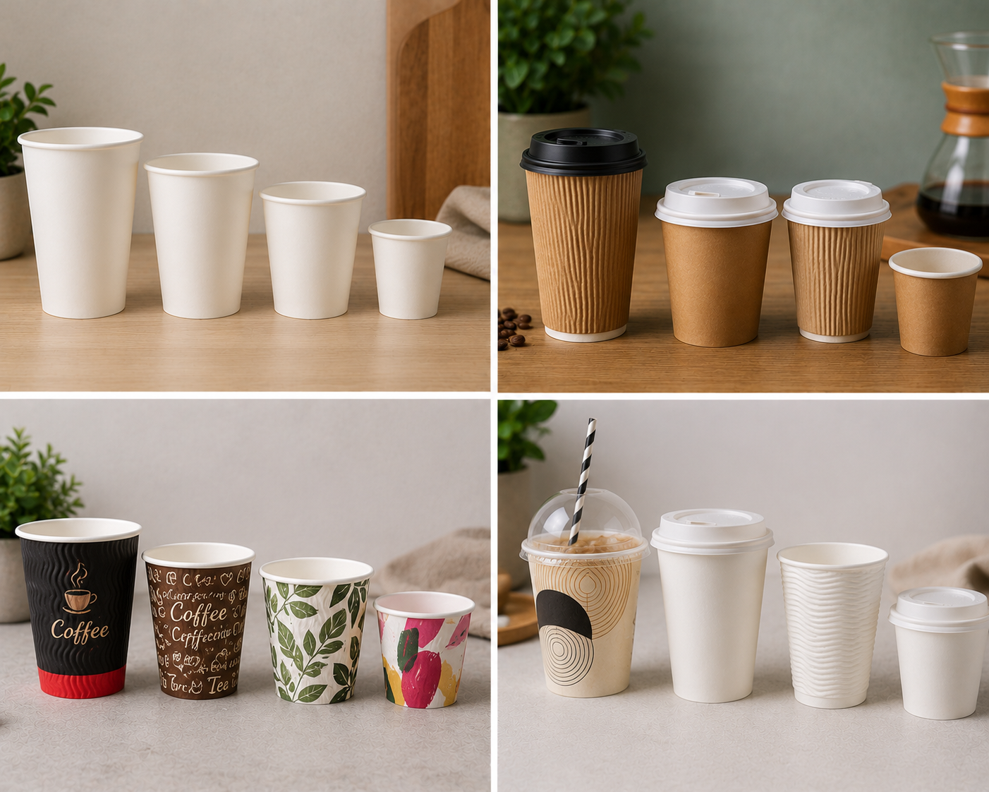 Paper cups stacked
